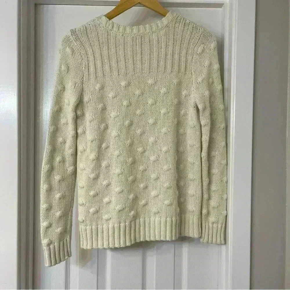 Vince Camuto Ivory Cotton Popcorn Sweater S - Picture 2 of 8